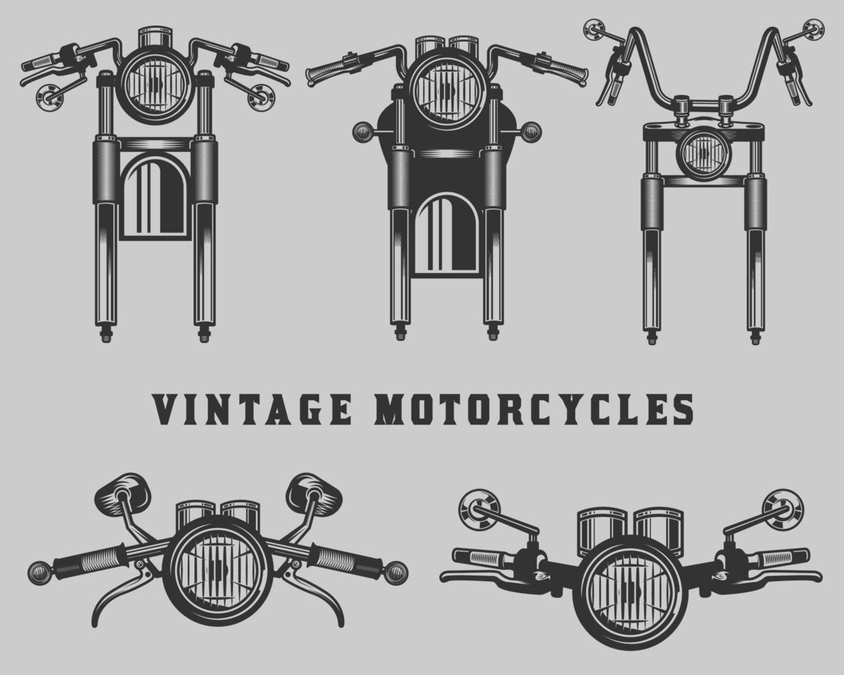 Vintage Custom Motorcycle Elements vector