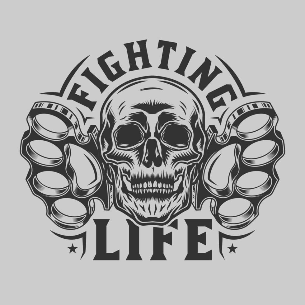 brass knuckles fighting champion emblem vector
