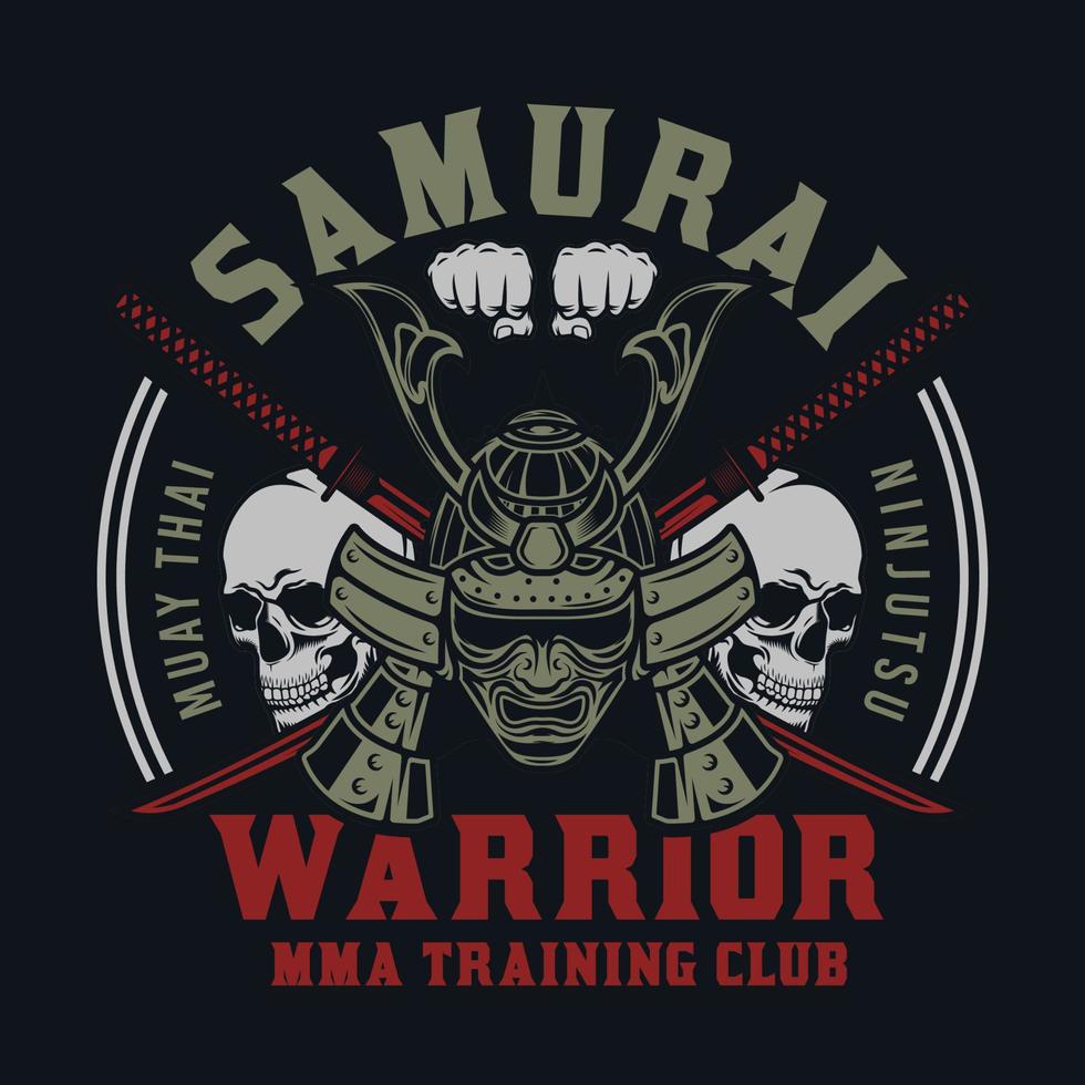 diseño de lucha mma guerrero samurai vector