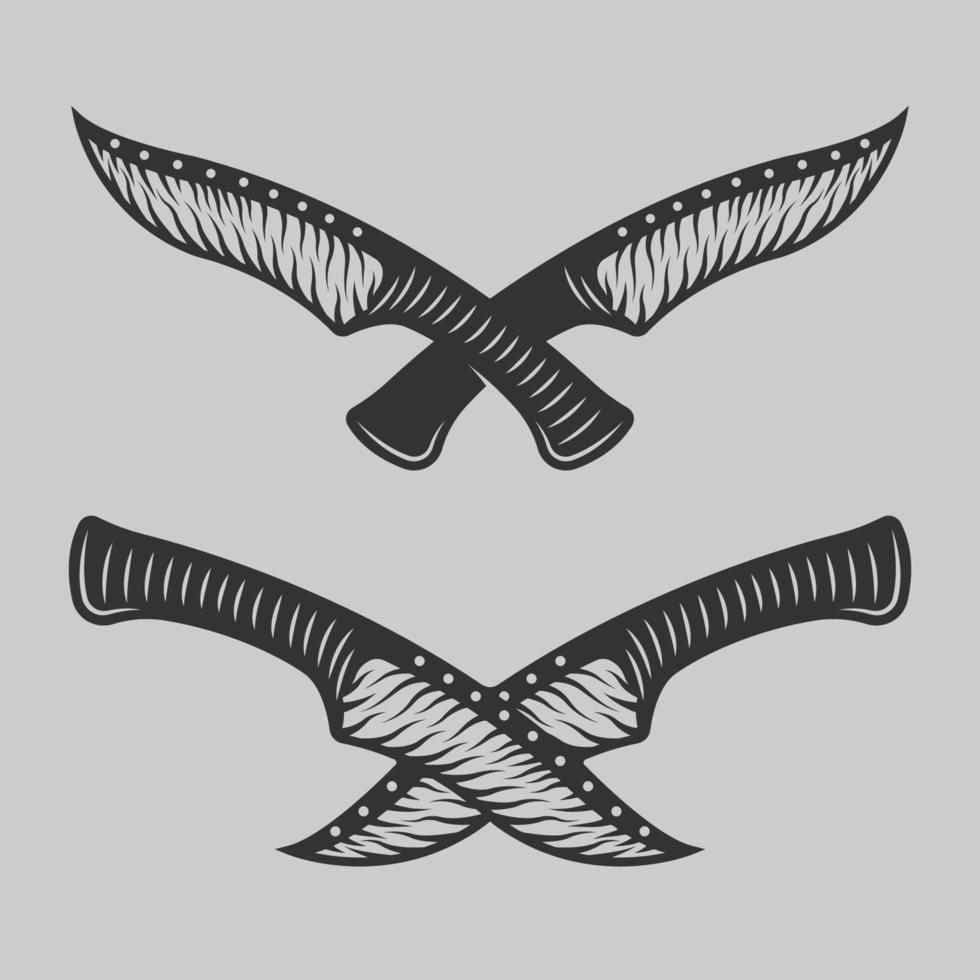 hunting knife crossed vector