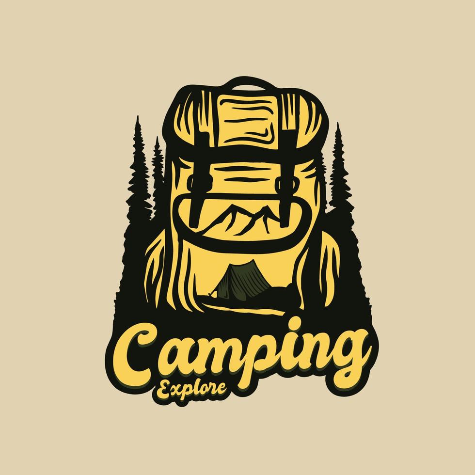 logotipo de aventura de mochila de camping vector