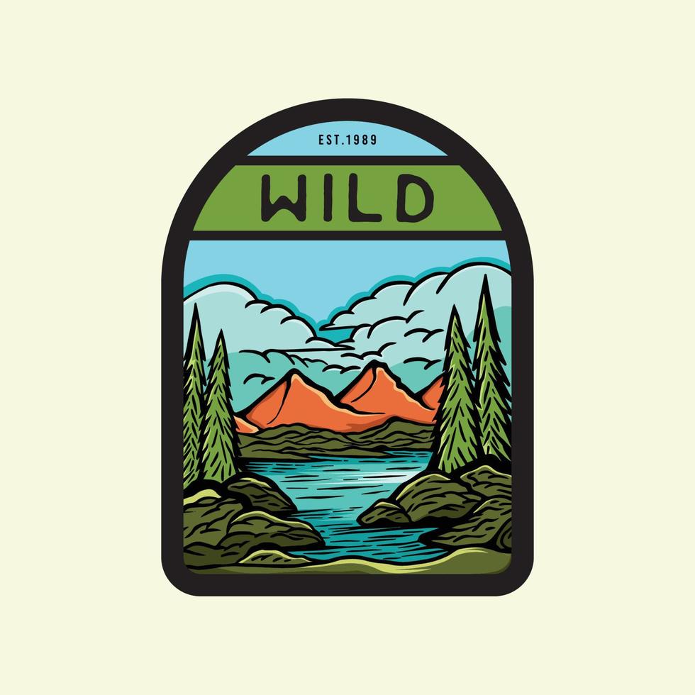 Colorful nature adventure badge logo vector