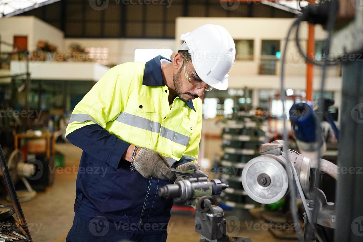 Professional men engineer worker skills quality, maintenance, training industry factory worker , warehouse Workshop for factory operators, mechanical engineering team production. photo