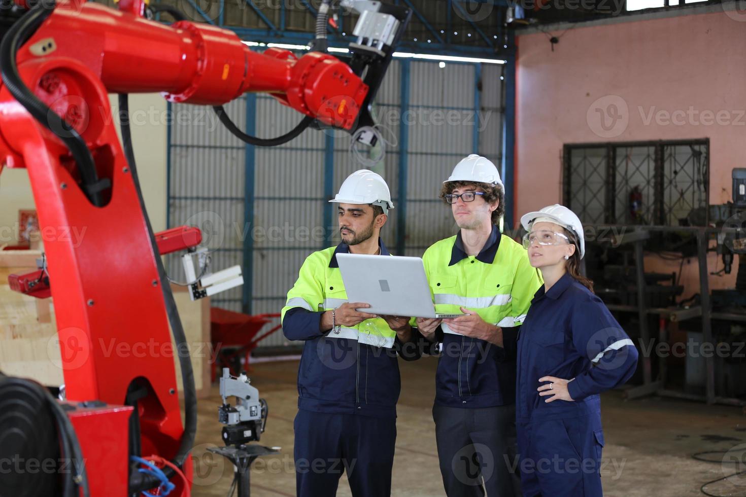 Professional men engineer worker skills quality, maintenance, training industry factory worker , warehouse Workshop for factory operators, mechanical engineering team production. photo