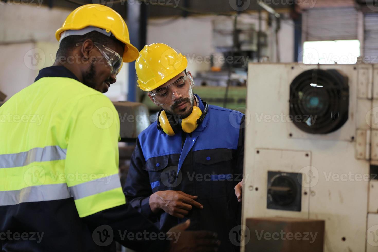 Professional men engineer worker skills quality, maintenance, training industry factory worker , warehouse Workshop for factory operators, mechanical engineering team production. photo