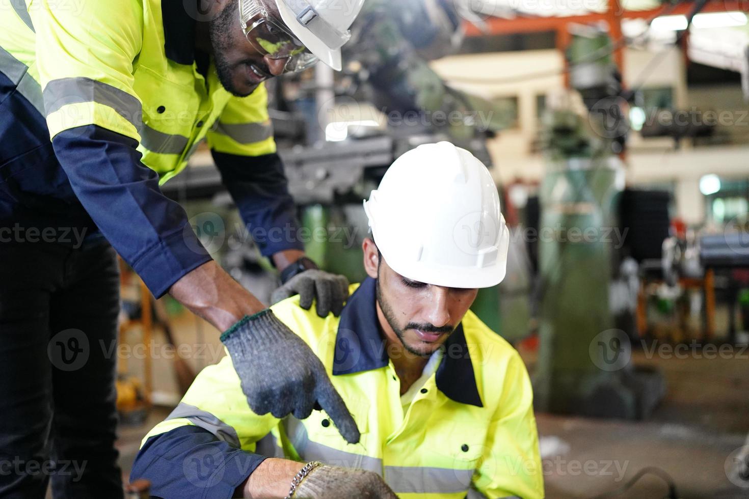 Professional men engineer worker skills quality, maintenance, training industry factory worker , warehouse Workshop for factory operators, mechanical engineering team production. photo