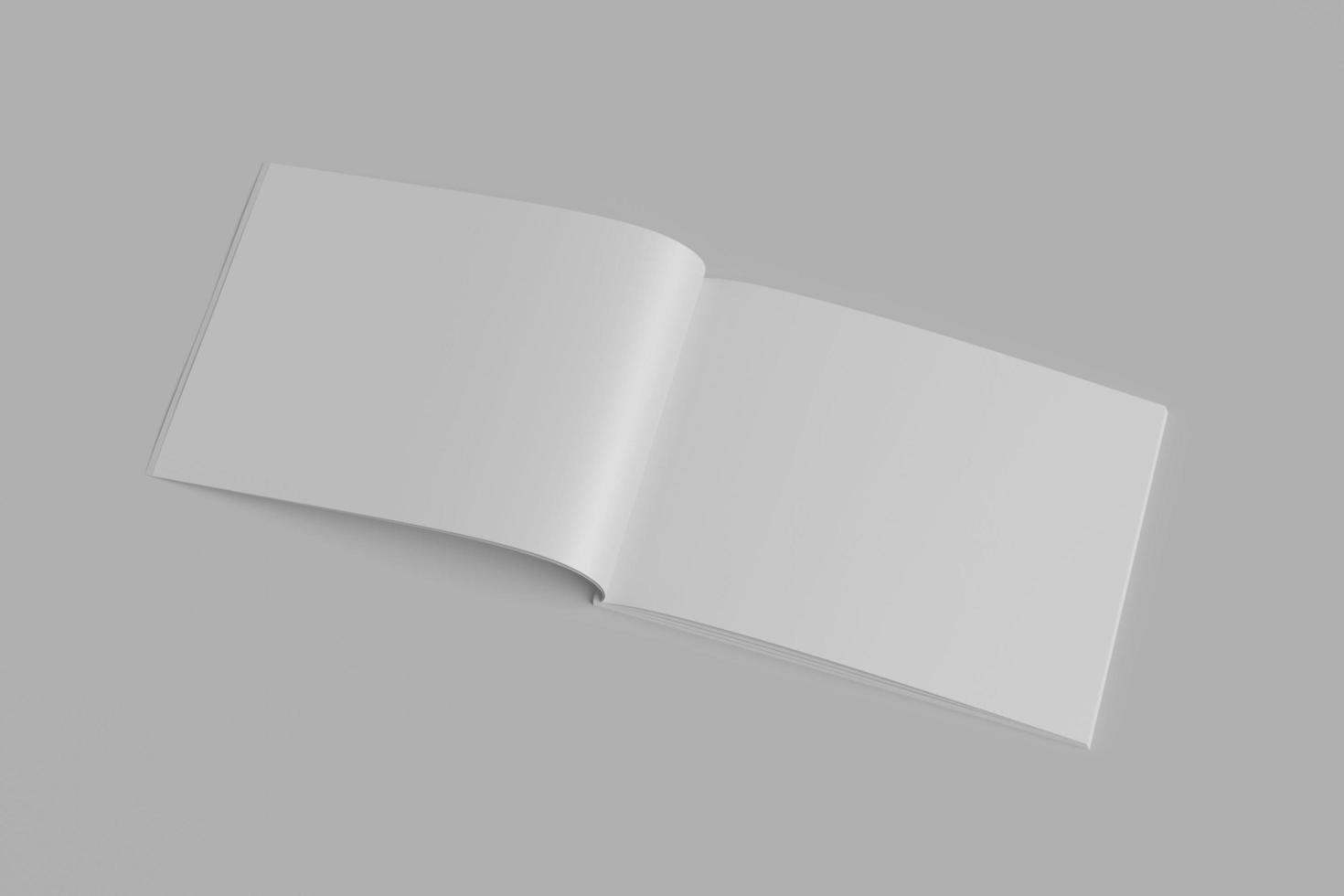 Softcover magazine landscape or brochure mock up isolated on soft gray background. 3d illustration photo