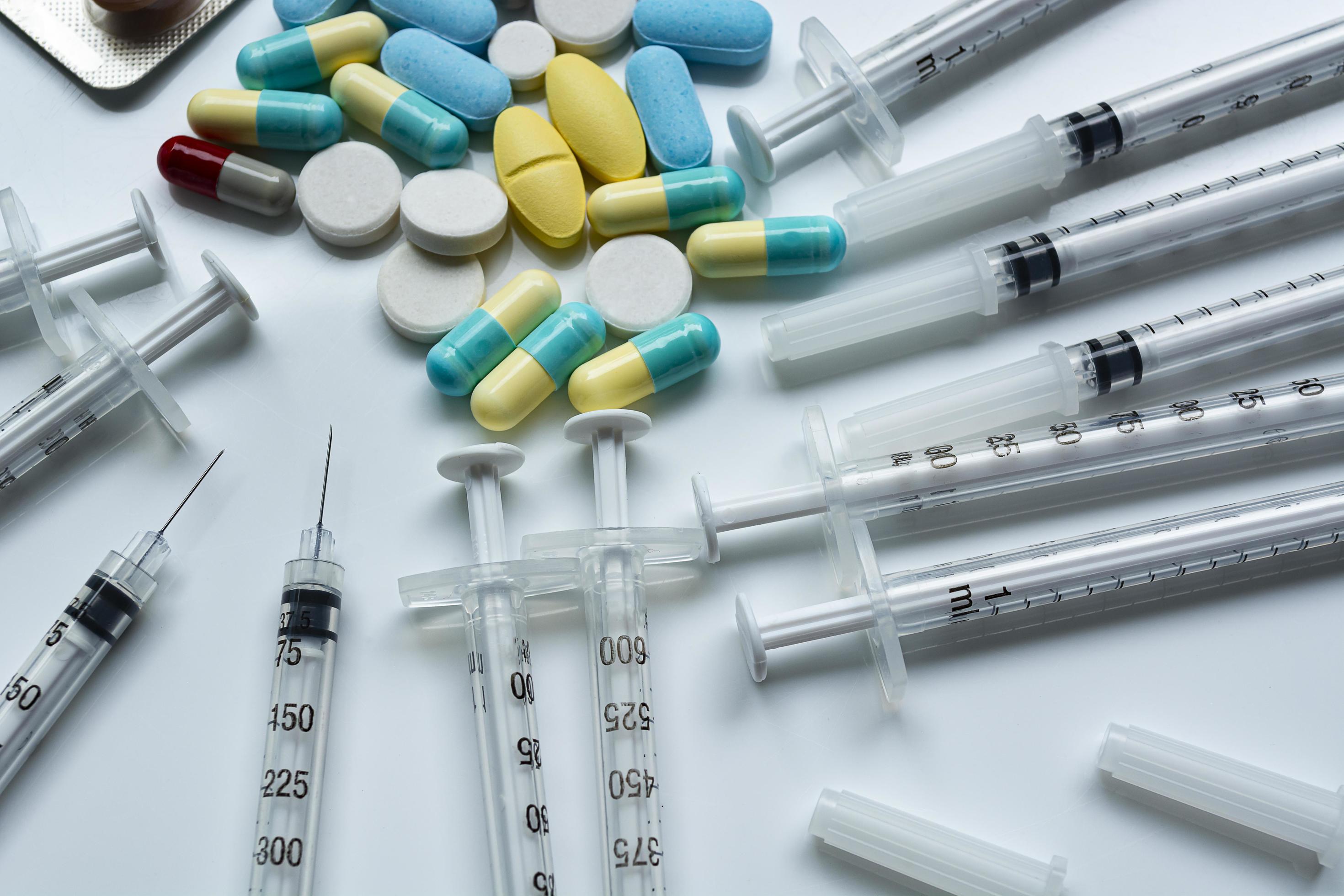 Assorted pharmaceutical medicine pills, tablets and capsules and