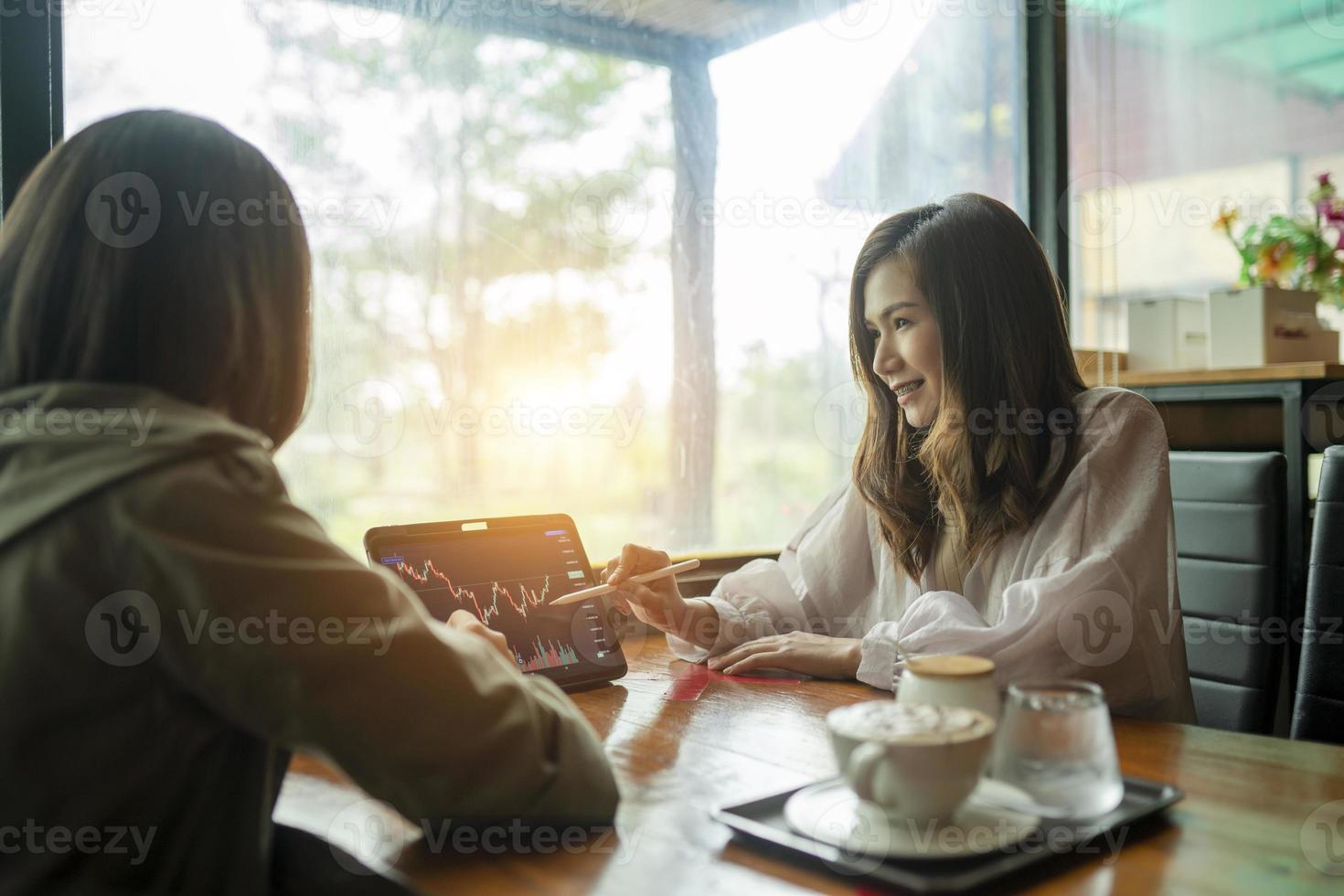 young trader women training trade cryptocurrency blockchain photo