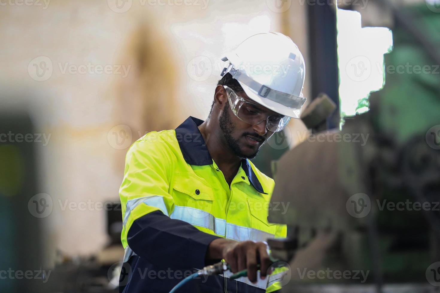 Professional men engineer worker skills quality, maintenance, training industry factory worker , warehouse Workshop for factory operators, mechanical engineering team production. photo