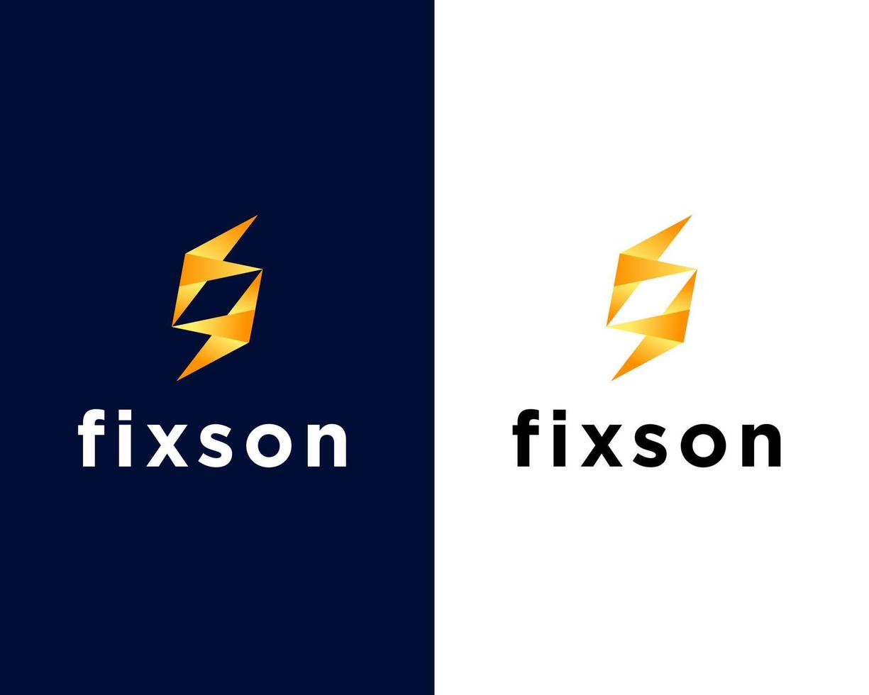 letter f logo design template with power sign vector