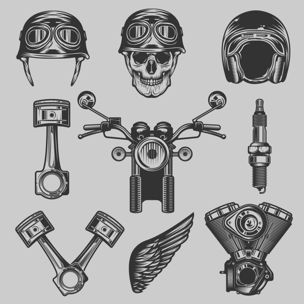 Vintage Custom Motorcycle Elements vector