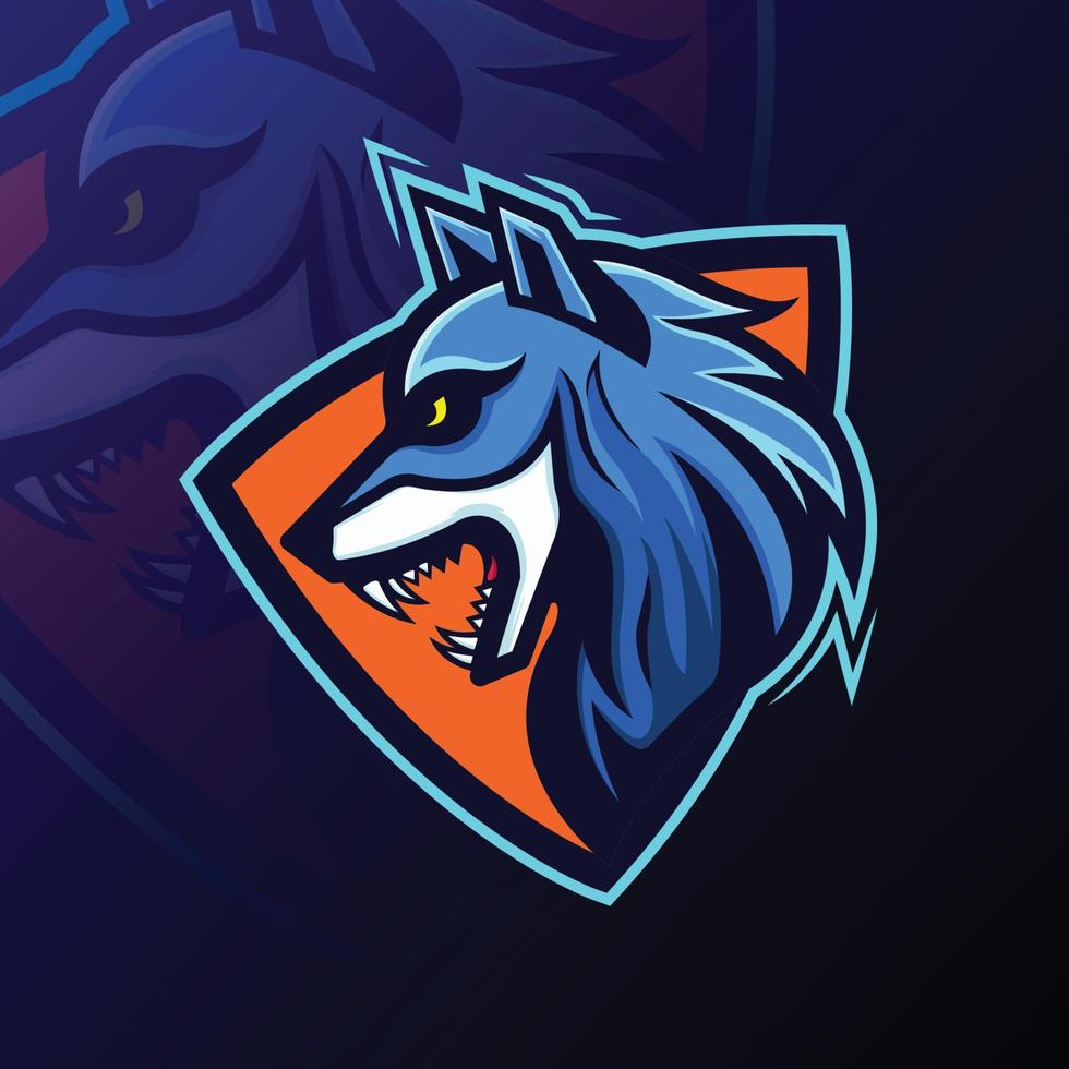 logotipo del equipo de la mascota del lobo de esports vector