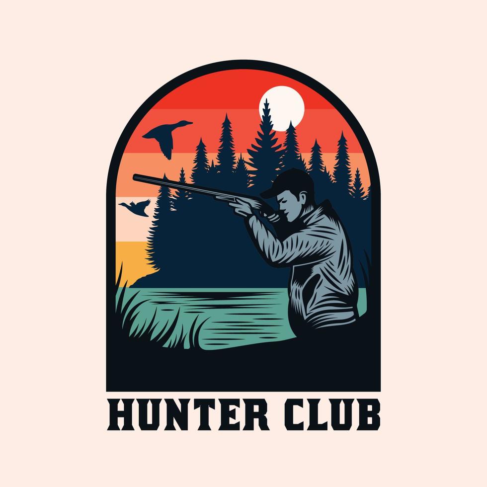 insignia de emblema de caza y aventura vintage vector
