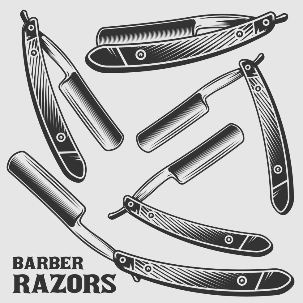 Barber razor blade collection vector