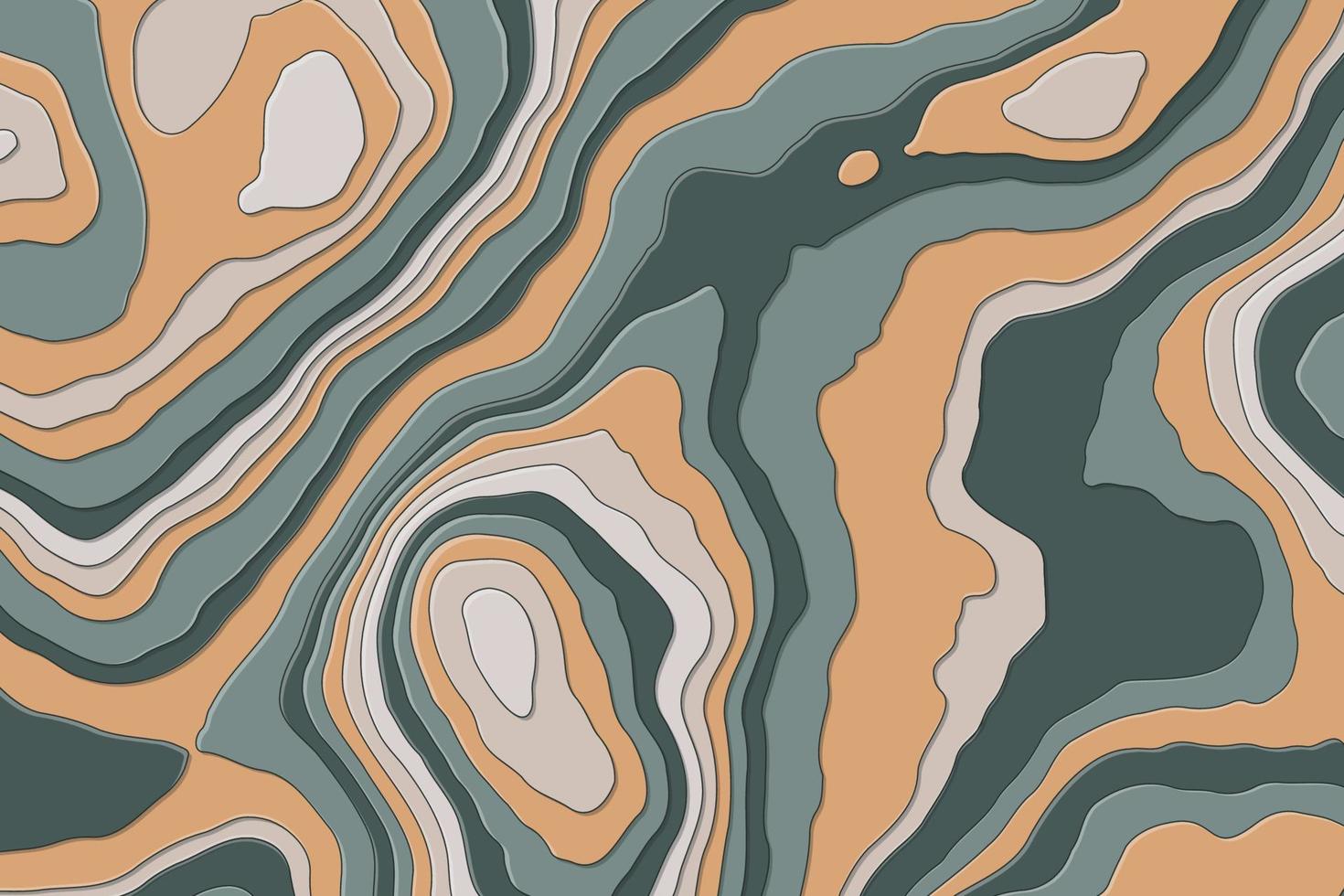 fondo retro con ondas de corte de papel abstracto. mapa topográfico con estilo de arte de dibujos animados vector