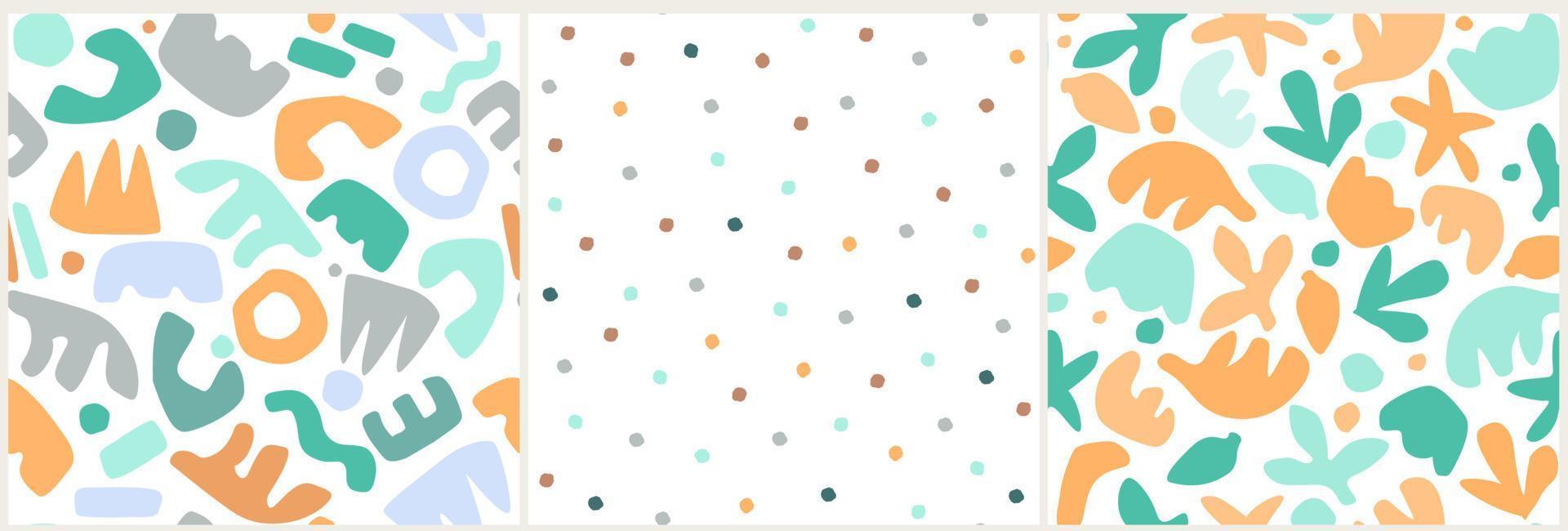 The set is an abstract silent pattern with simple minimalistic shapes, points. Modern print. Vector graphics.