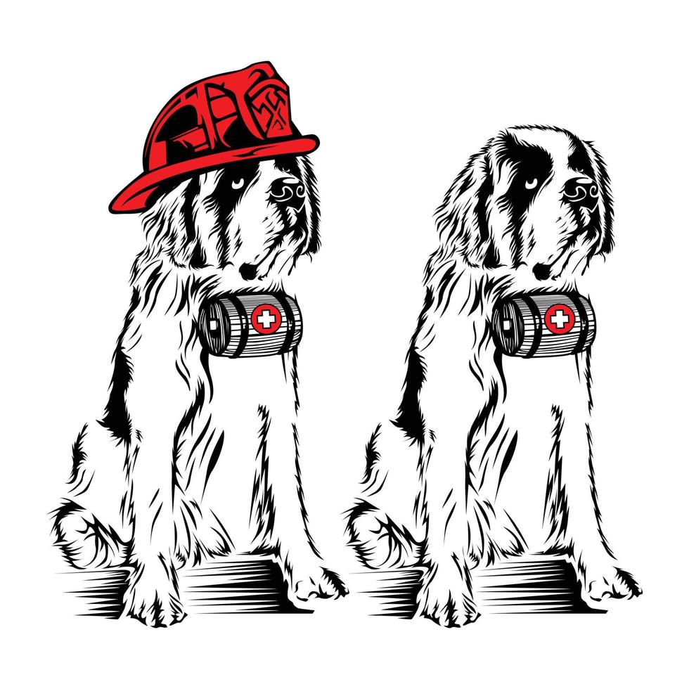 Red rescue dog vector illustration