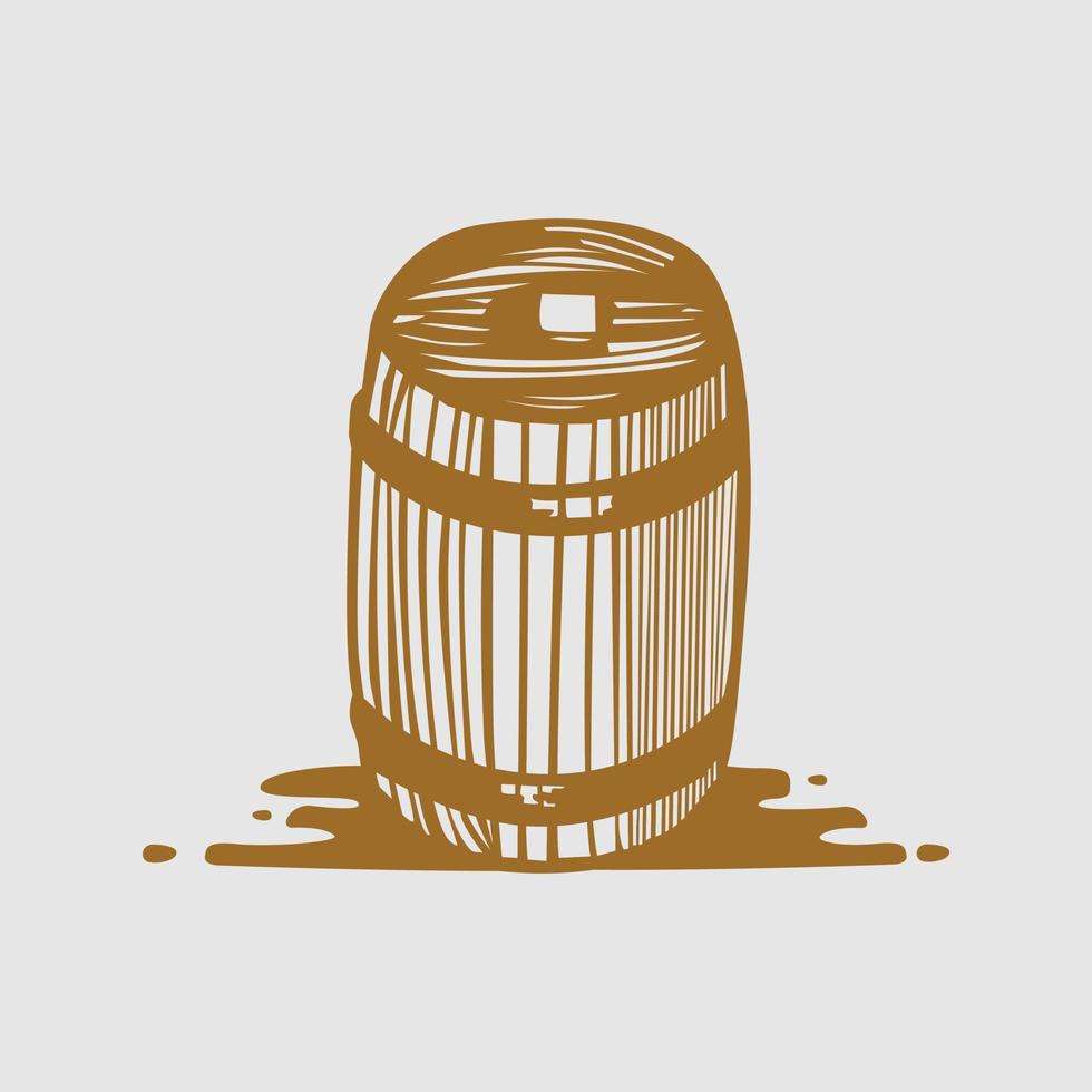 Vector illustration of a wooden barrel for wine