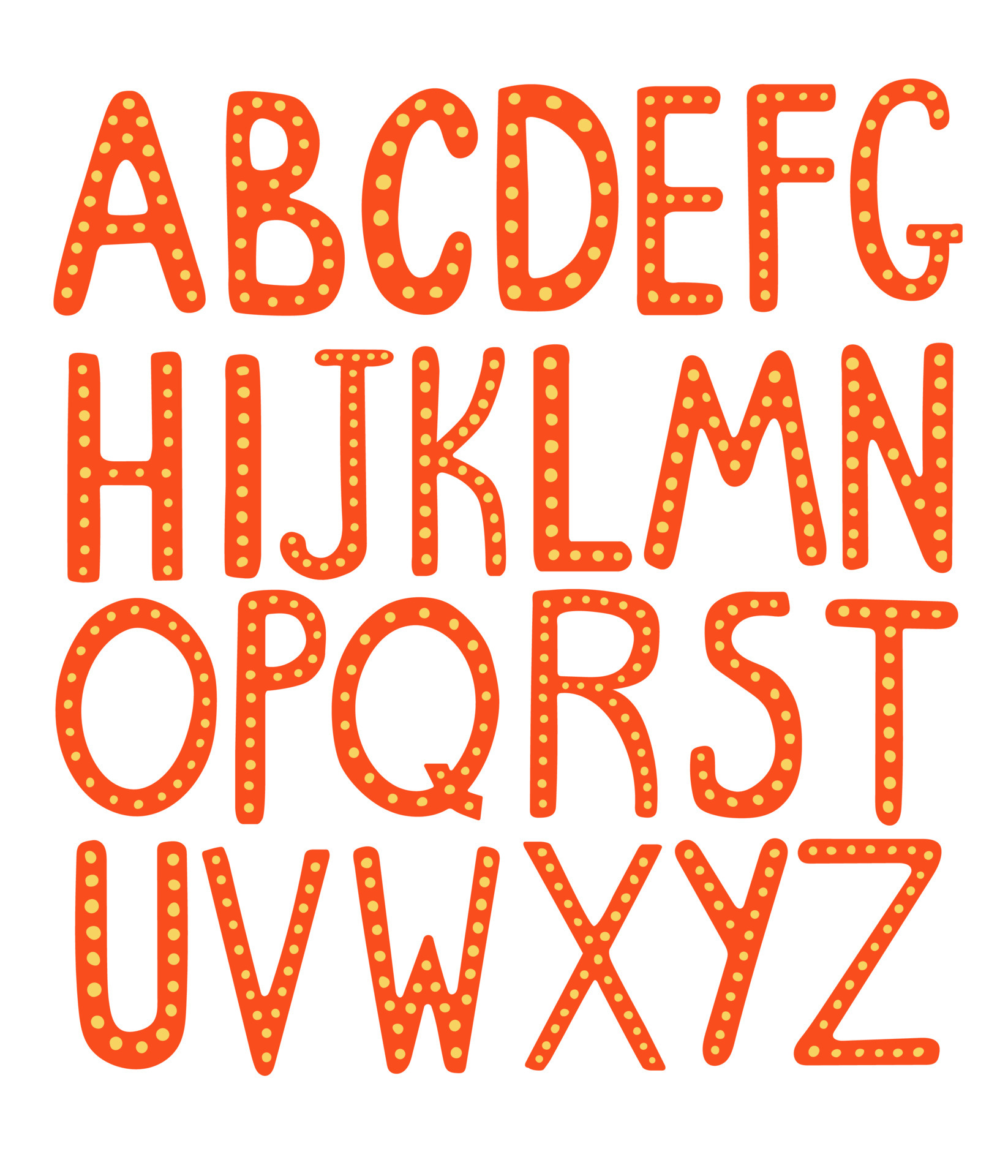 Cute kids vector alphabet lettering. Hand drawing flat font for