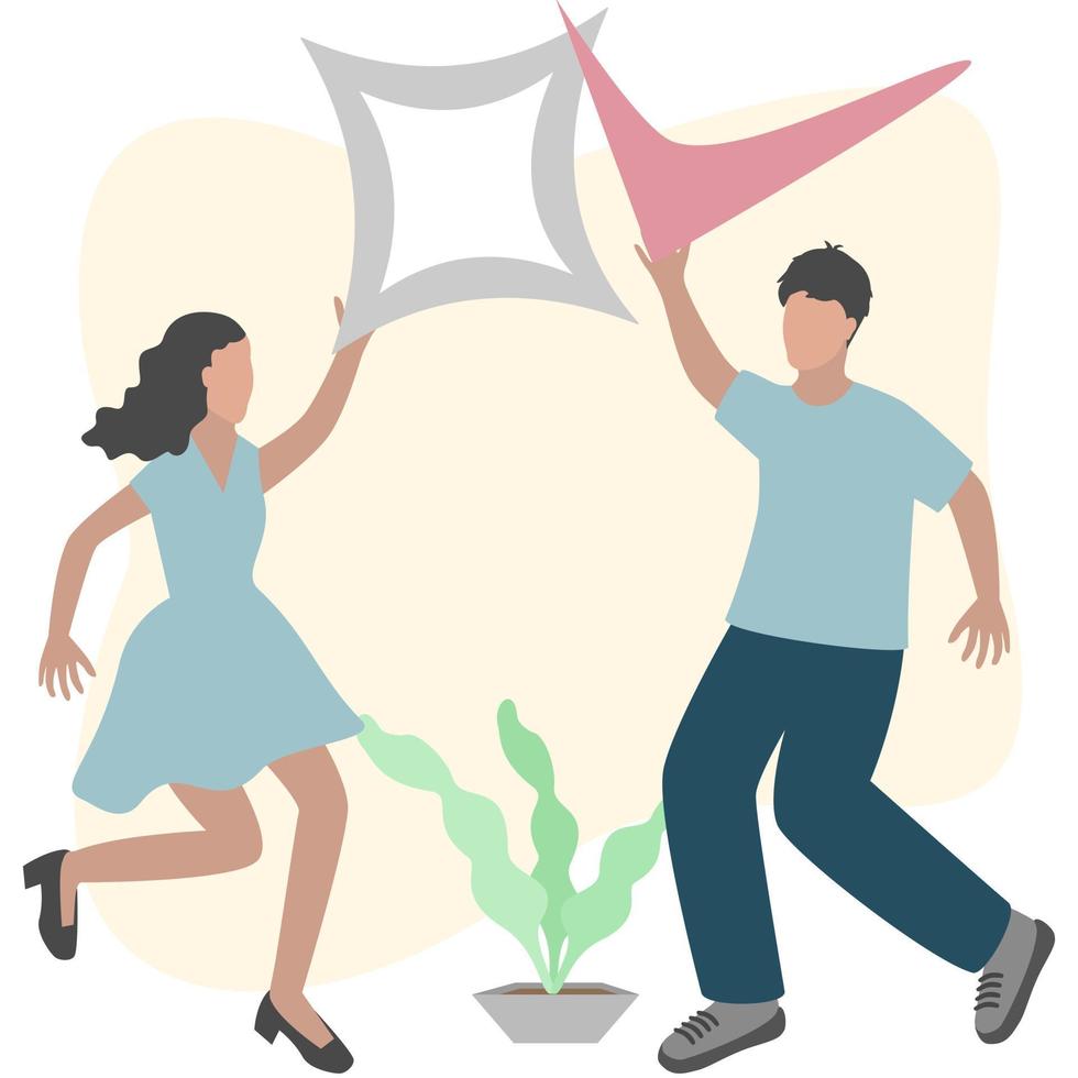 Man and woman with checkbox in marker. Completing task concept. vector