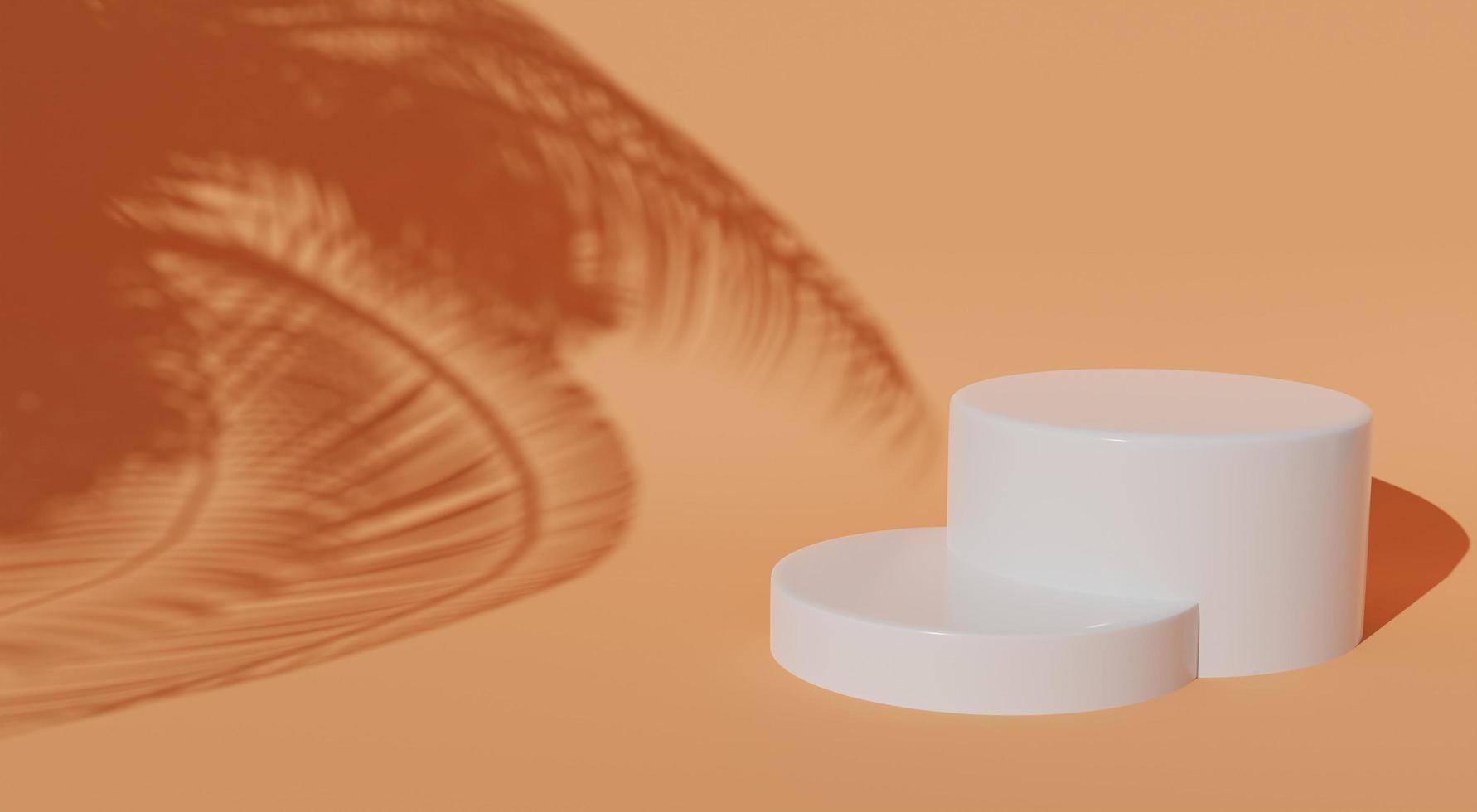 white podium with orange background for product placement. photo