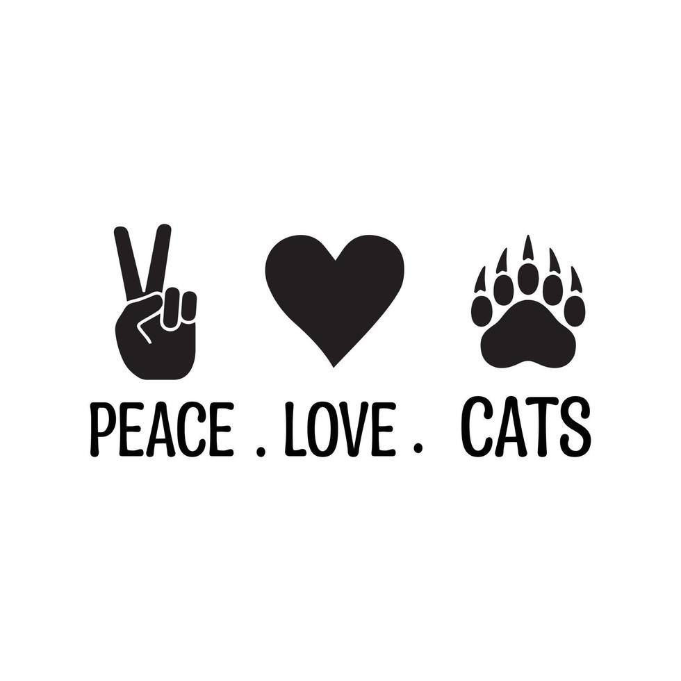 peace love cats concept vector design