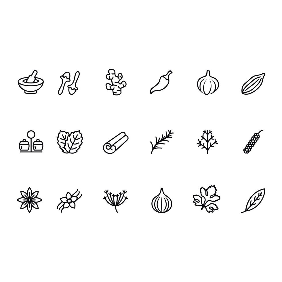 Herbs and spices icons vector design