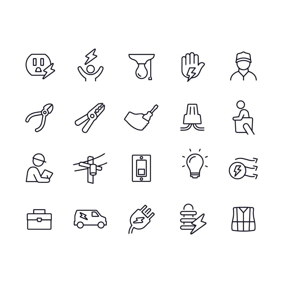 Electrician Line Icons vector design
