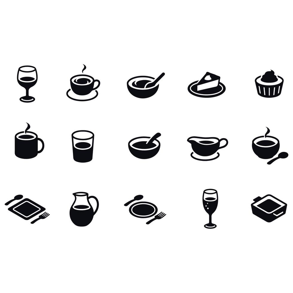 black serving dishes icons vector design
