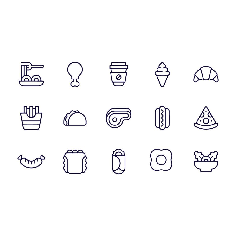 fast food line icons vector design