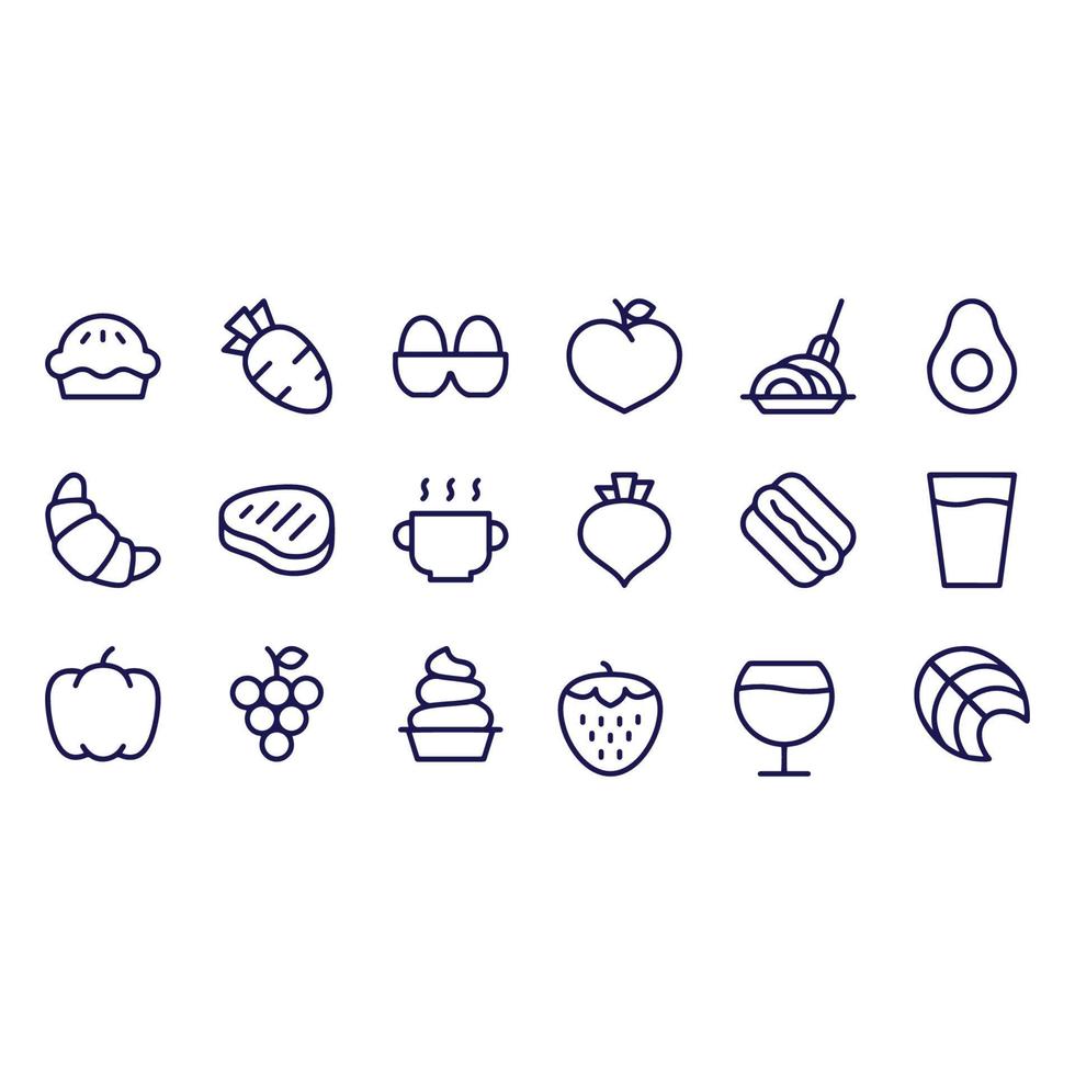 conjunto de iconos de comida y bebida diseño vectorial vector