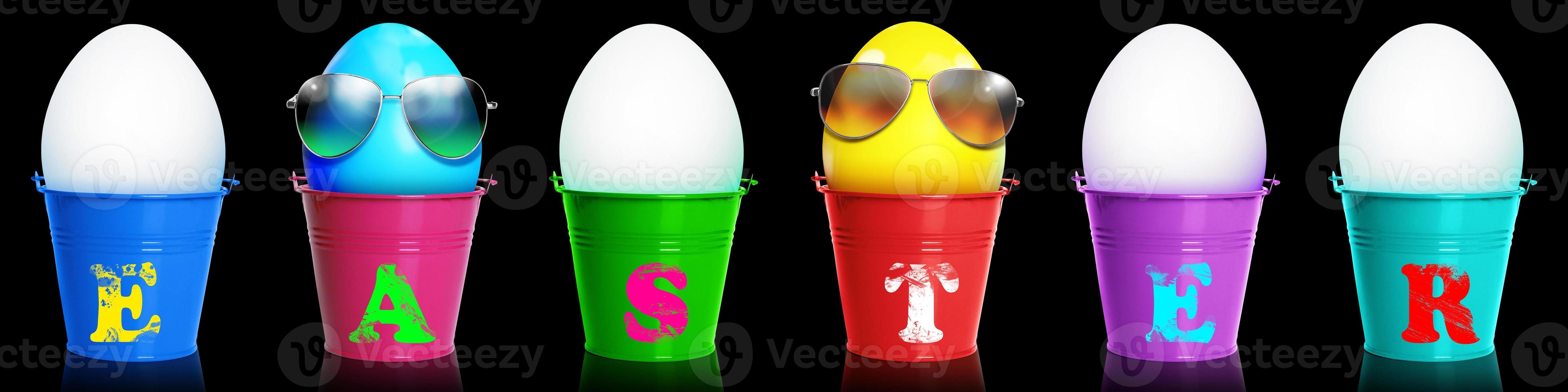 Beautiful Easter background with colorful Easter eggs photo