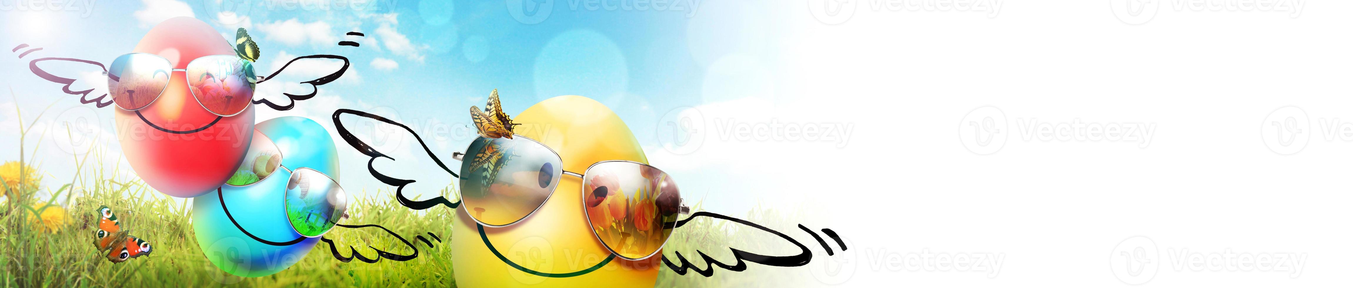 Beautiful Easter background with colorful Easter eggs photo