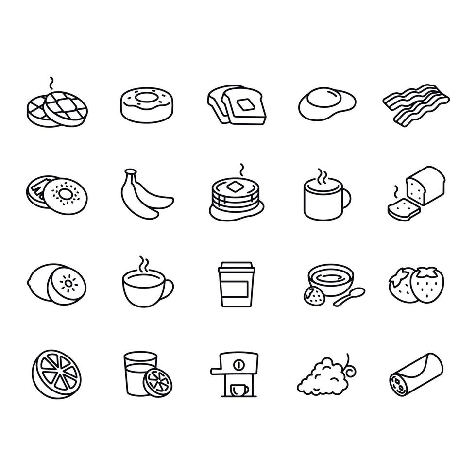 breakfast line icons vector design