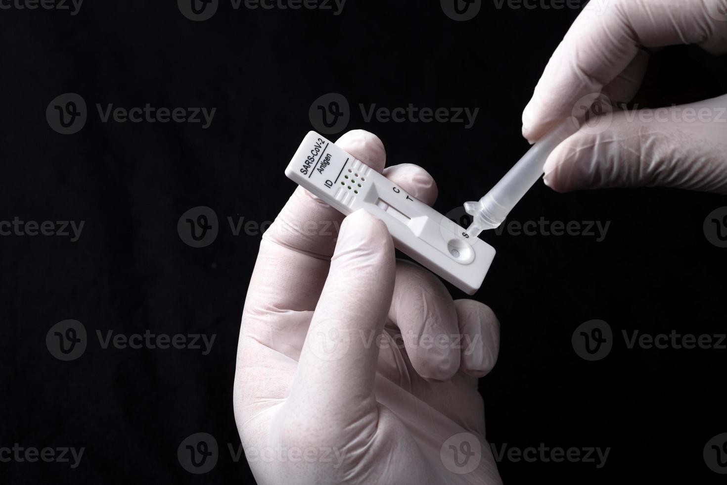 Negative test result by using rapid test device for COVID-19. photo