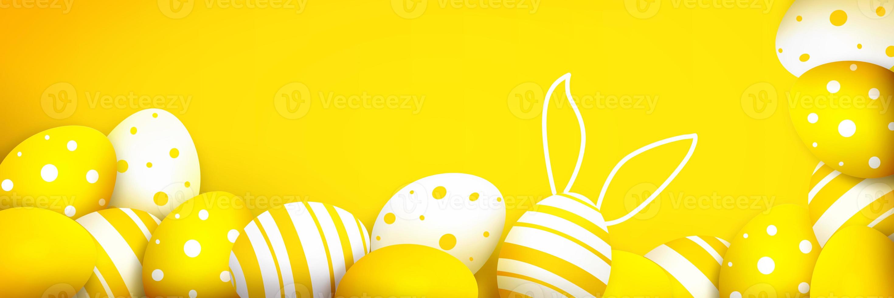 Beautiful Easter background with colorful Easter eggs. 3d illustration photo