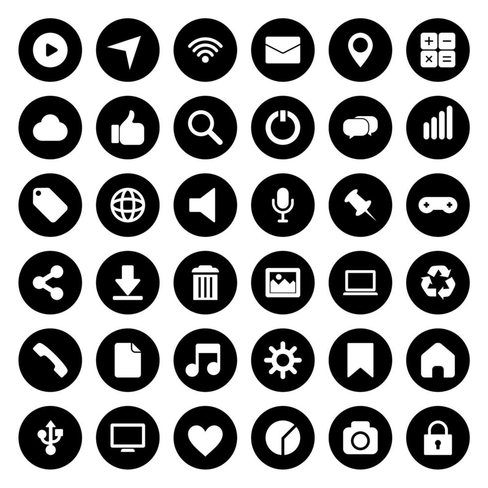 iconos simples de web y redes sociales en fondo blanco vector