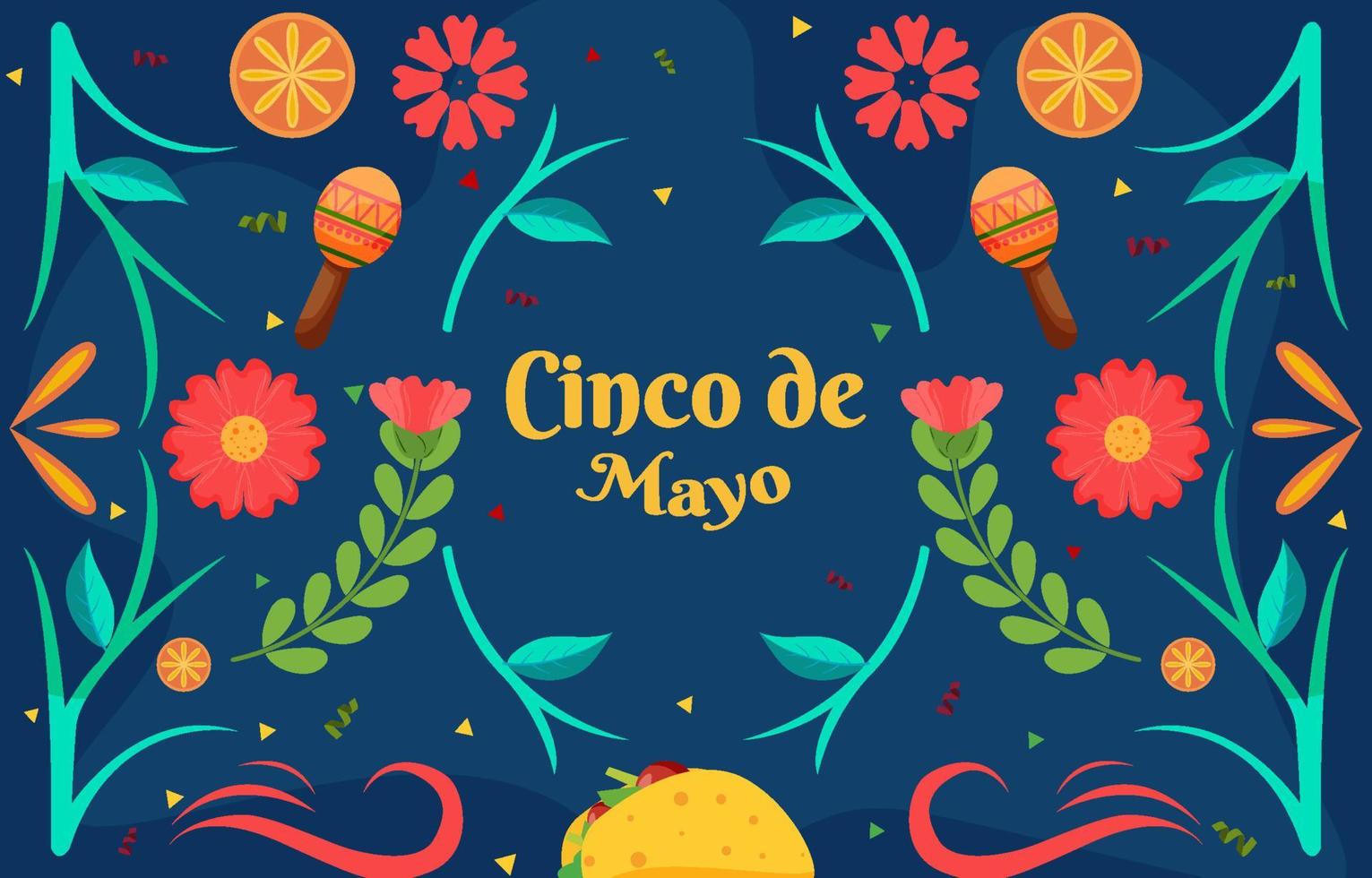 Flat Cinco De Mayo background with particle element vector