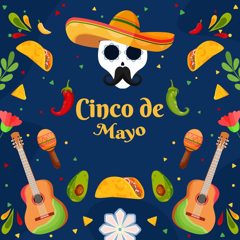 Flat Cinco De Mayo background with particle element vector