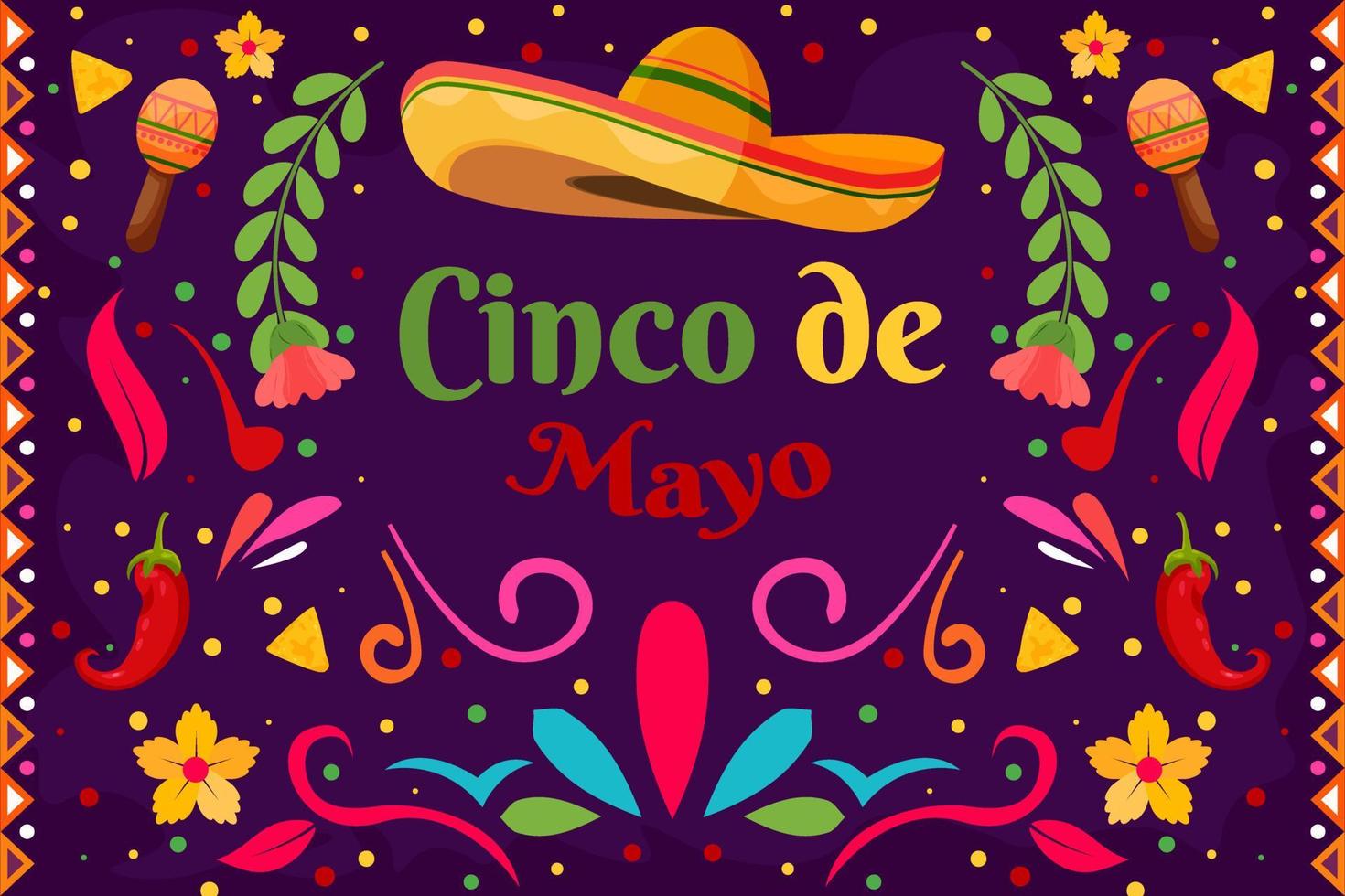 fondo plano de vacaciones mexicanas cinco de mayo con elemento de partículas vector