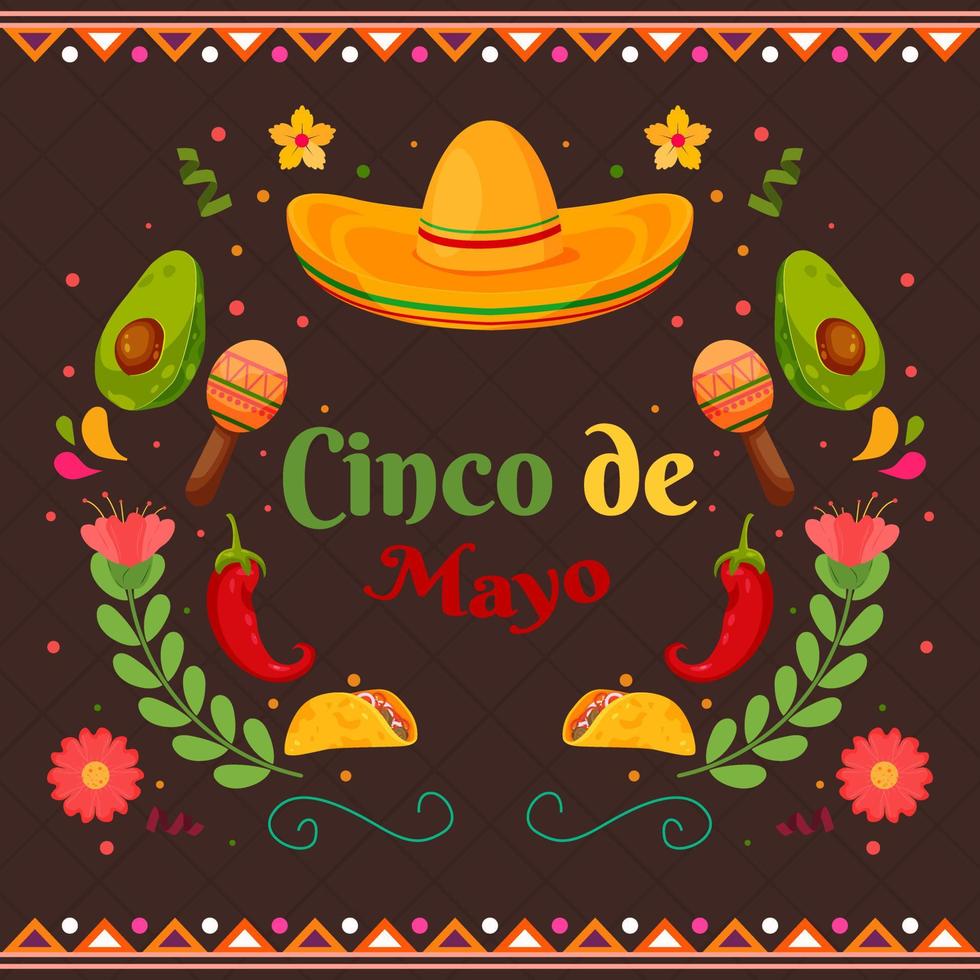 fondo de celebración de fiesta mexicana plana cinco de mayo vector