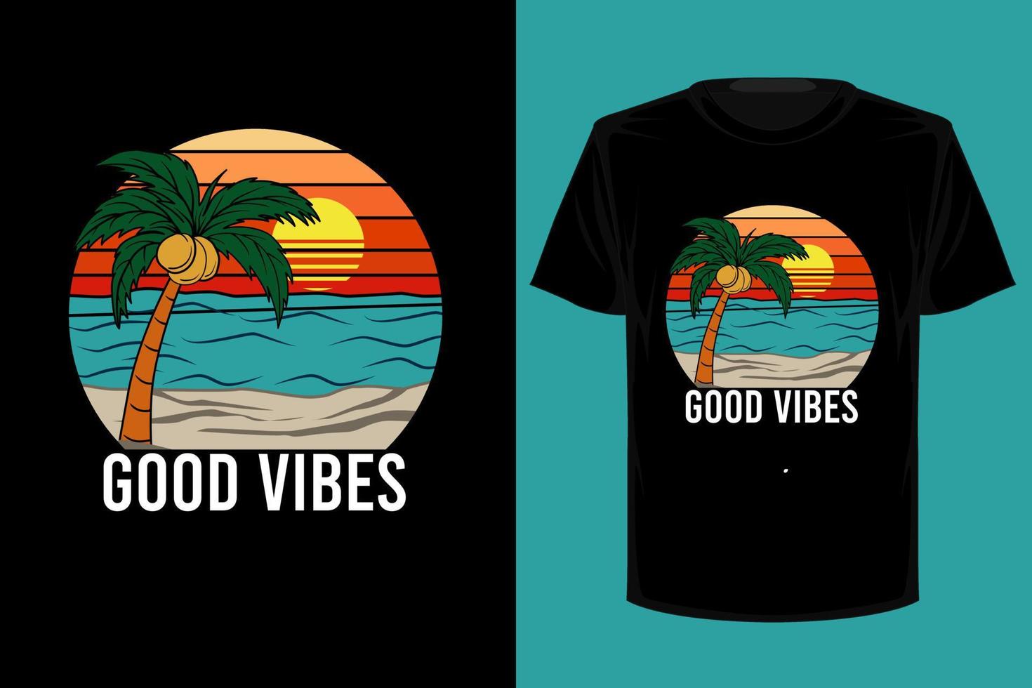 Good vibes retro vintage t shirt design vector