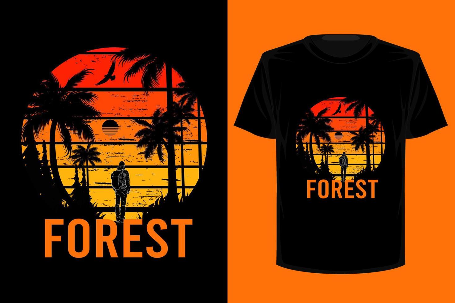 diseño de camiseta vintage retro bosque vector