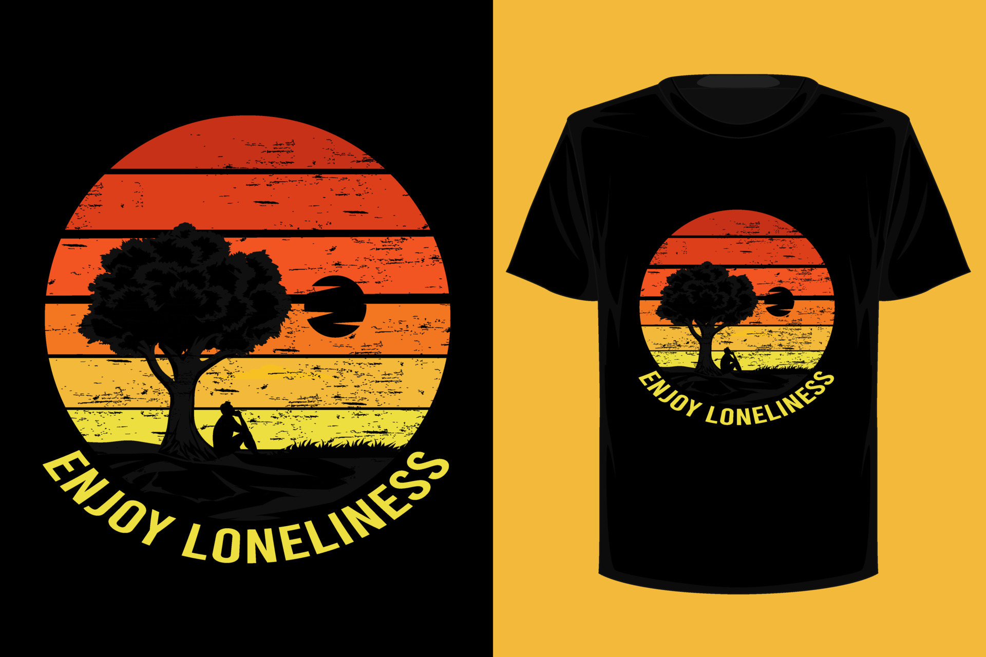 Enjoy loneliness retro vintage t shirt design 7066563 Vector Art at ...