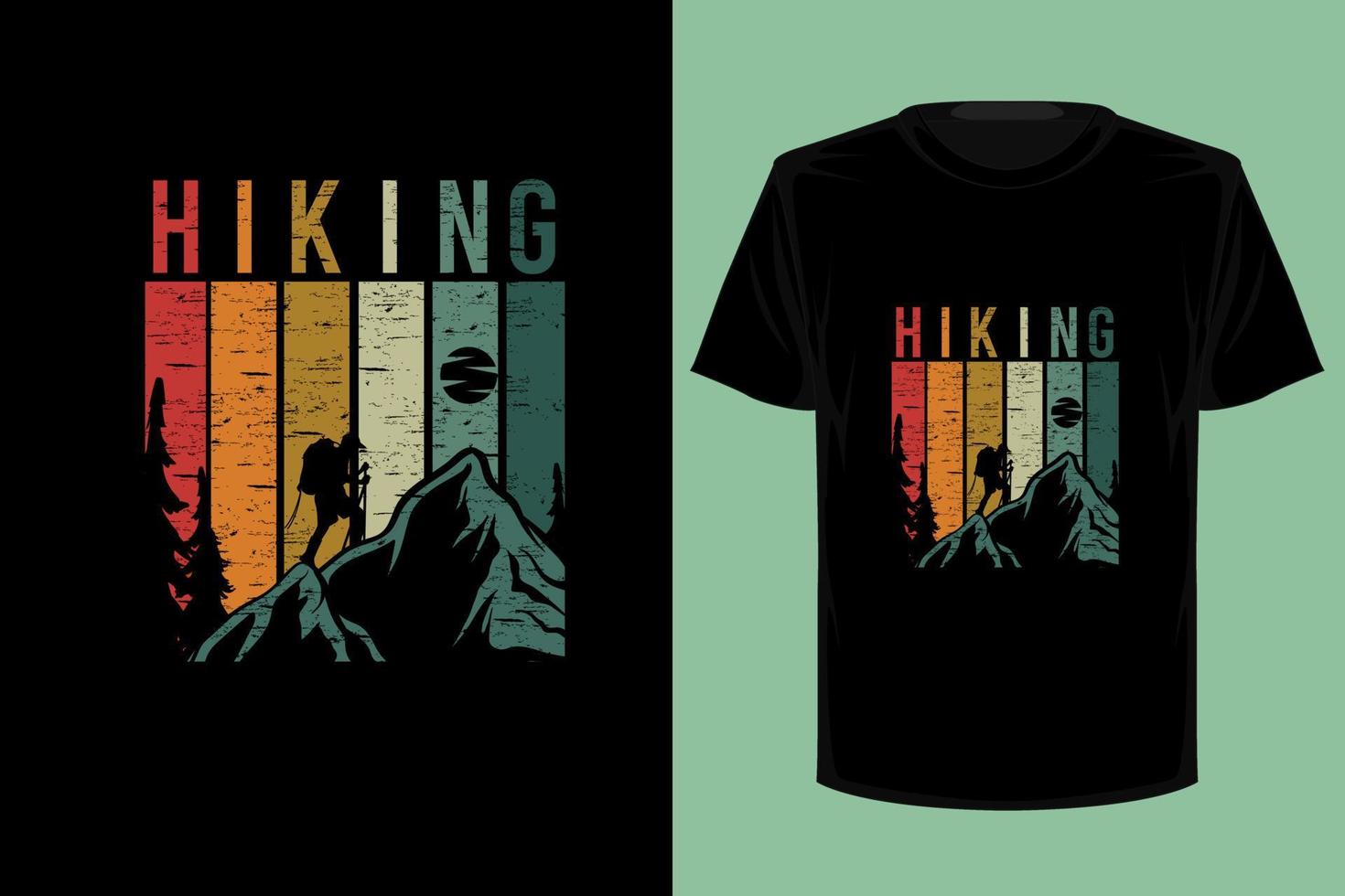 Hiking retro vintage t shirt design vector