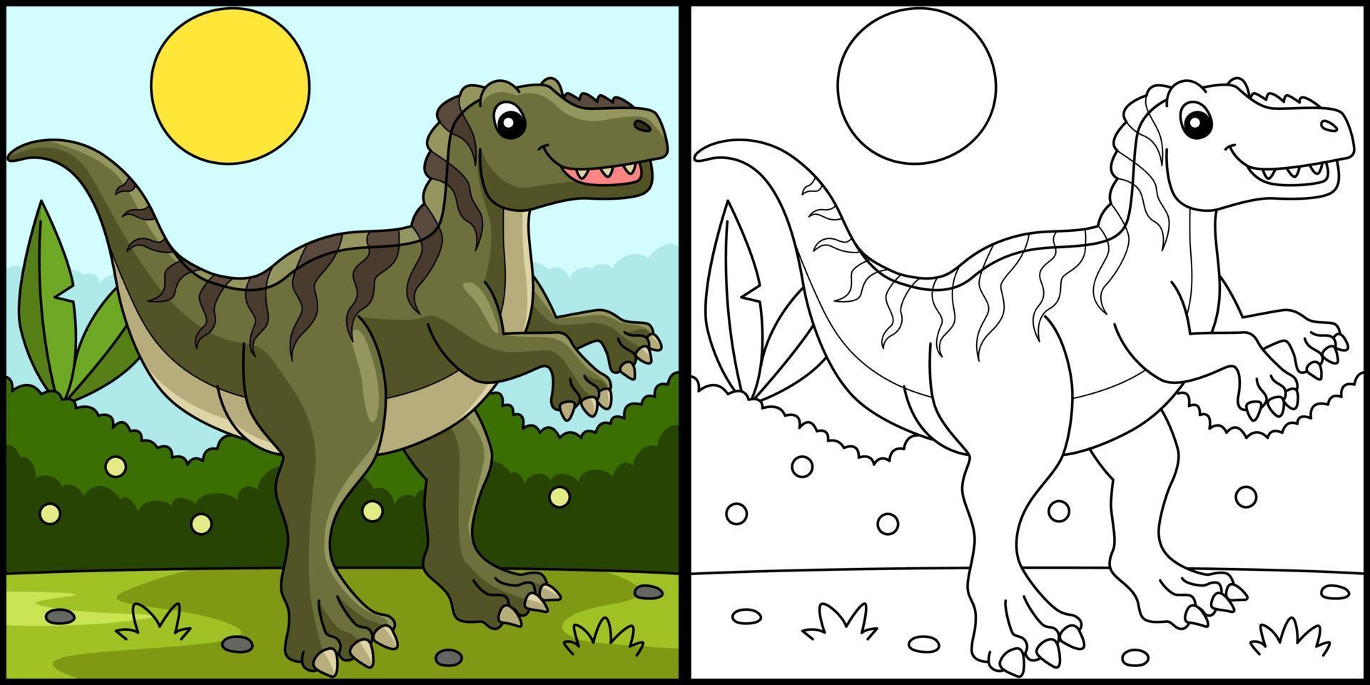 Fukuiraptor Dinosaur Coloring Page Illustration vector
