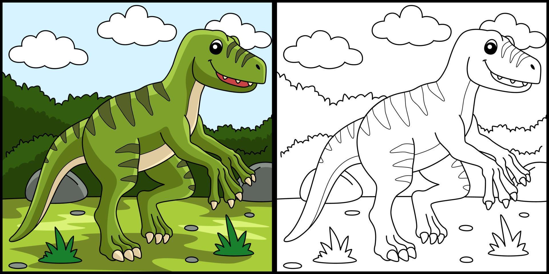 Velociraptor Dinosaur Coloring Page Illustration vector