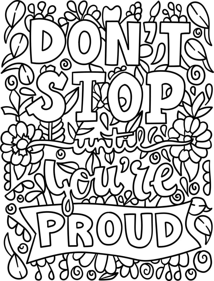 Dont Stop Motivational Quote Coloring Page vector