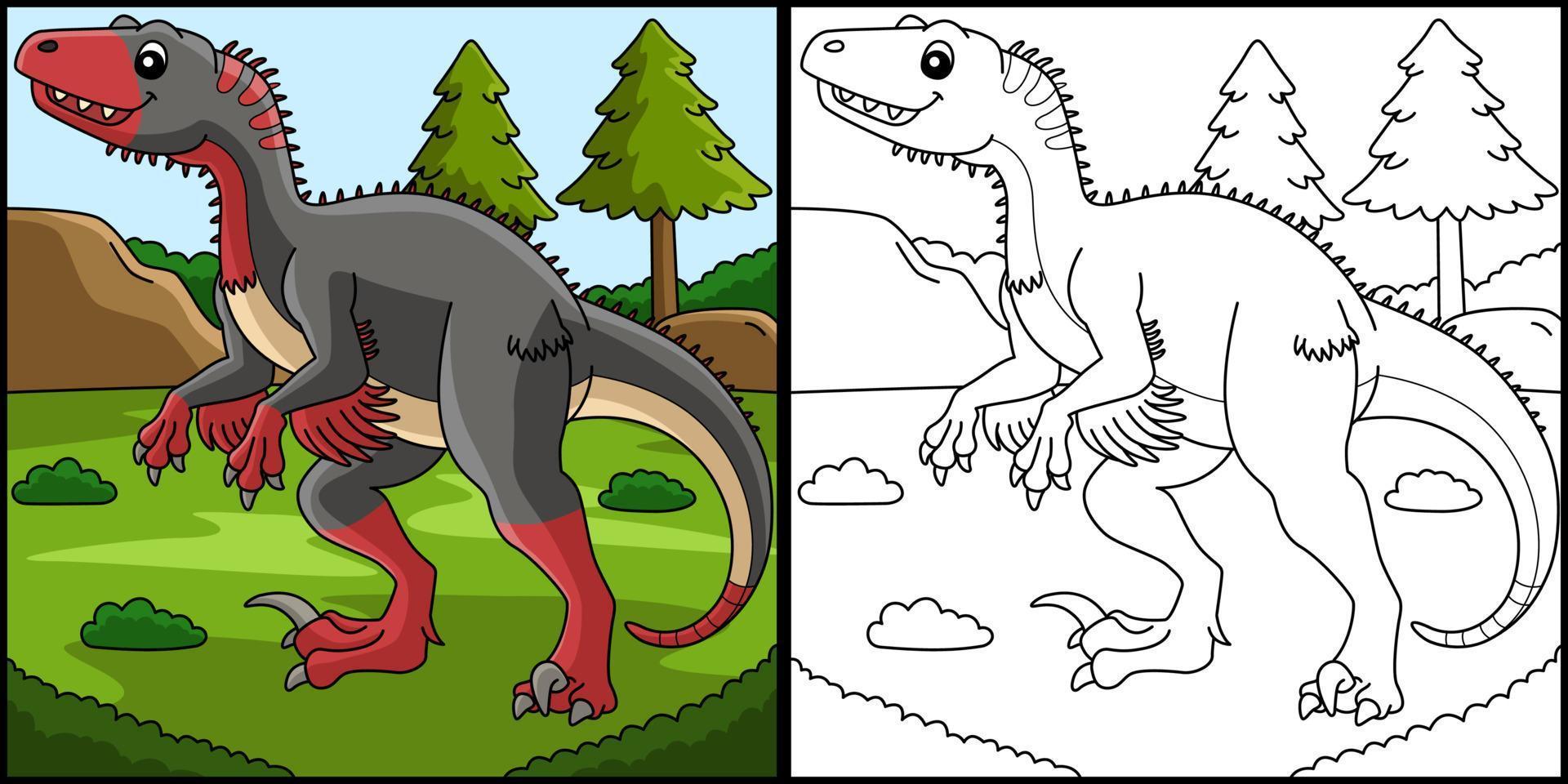 Utahraptor Dinosaur Coloring Page Illustration vector